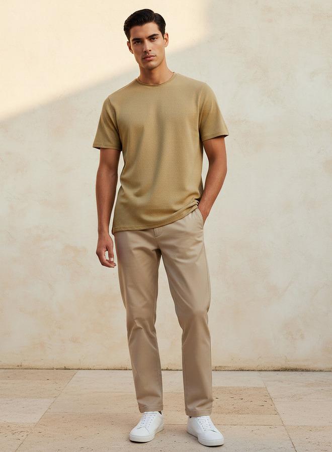 Iconic Men Slim Fit Crew Neck Short Sleeves Popcorn Textured T-shirt - Image 3
